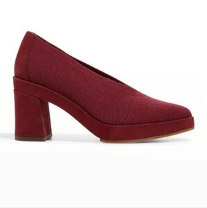 NWOB Eileen Fisher Signy Knit Block Heel Pumps in Wine Color
